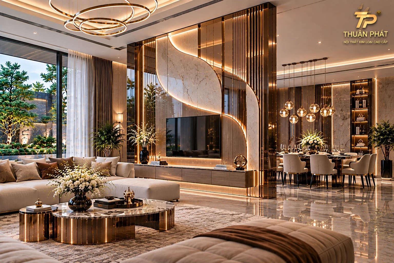 Vách phòng khách · đường sóng lớn