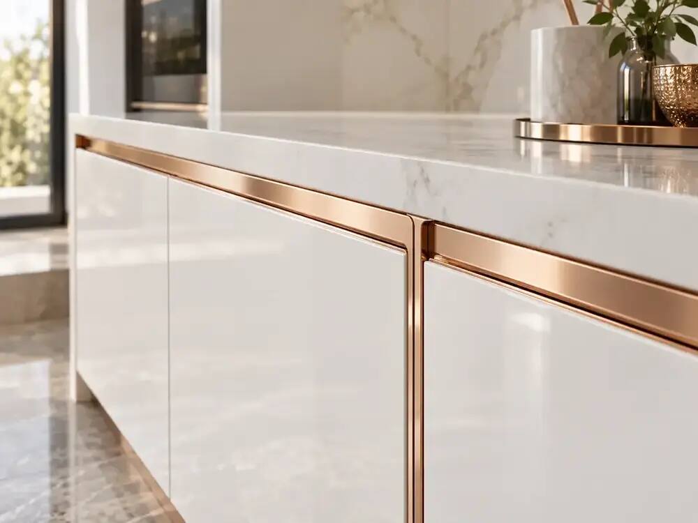 Nẹp inox vàng xước — hình minh họa vật liệu và thiết kế