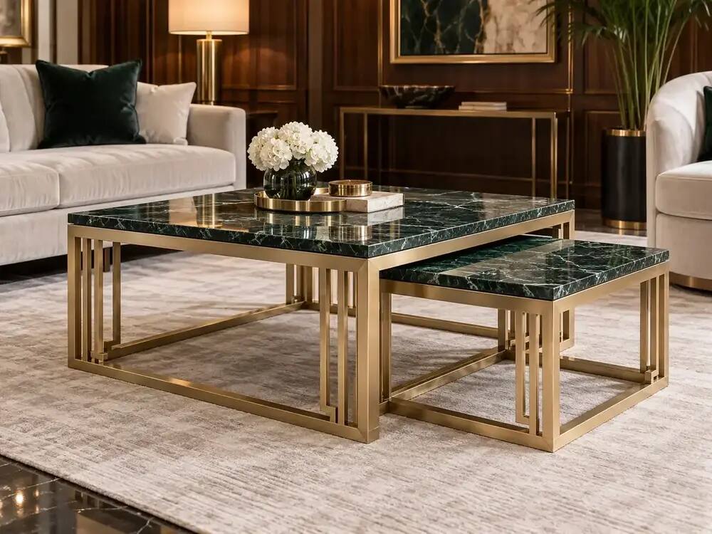 Bộ bàn trà Art Deco · đá xanh
